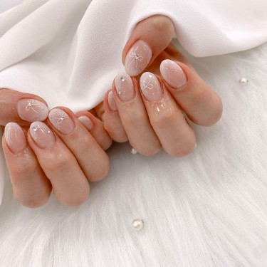 수채화 레이스 프렌치 네일